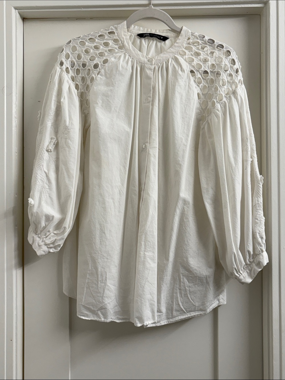 Zara Embroidered Cotton Blouse